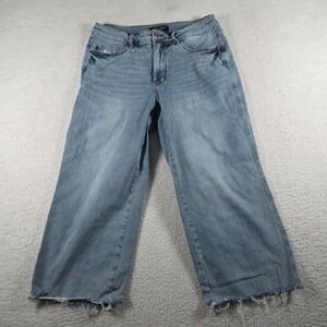 Judy Blue Tummy Control High Waist Wide Leg Crop Jeans Blue Size 14W (30x23)